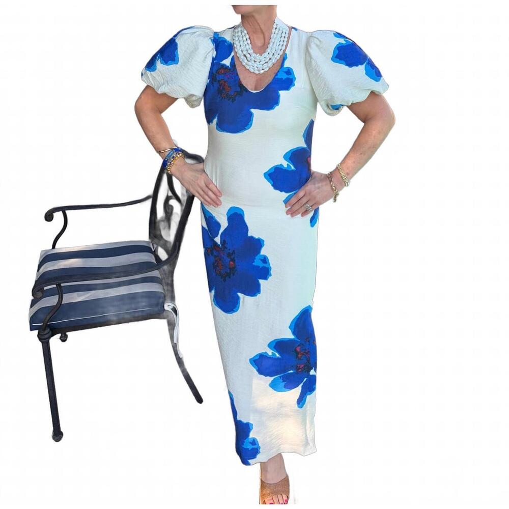 NEW GLAM santorini skies maxi dress in blue floral